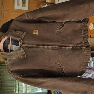 Carhartt Canvas Brown Detroit Jacket Size Large Blanket lined /thermal.